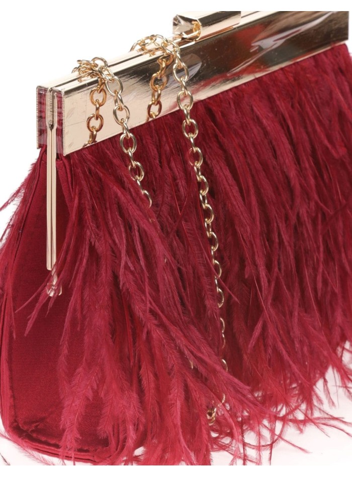 Clutch bag with fine feathers on both sides and...