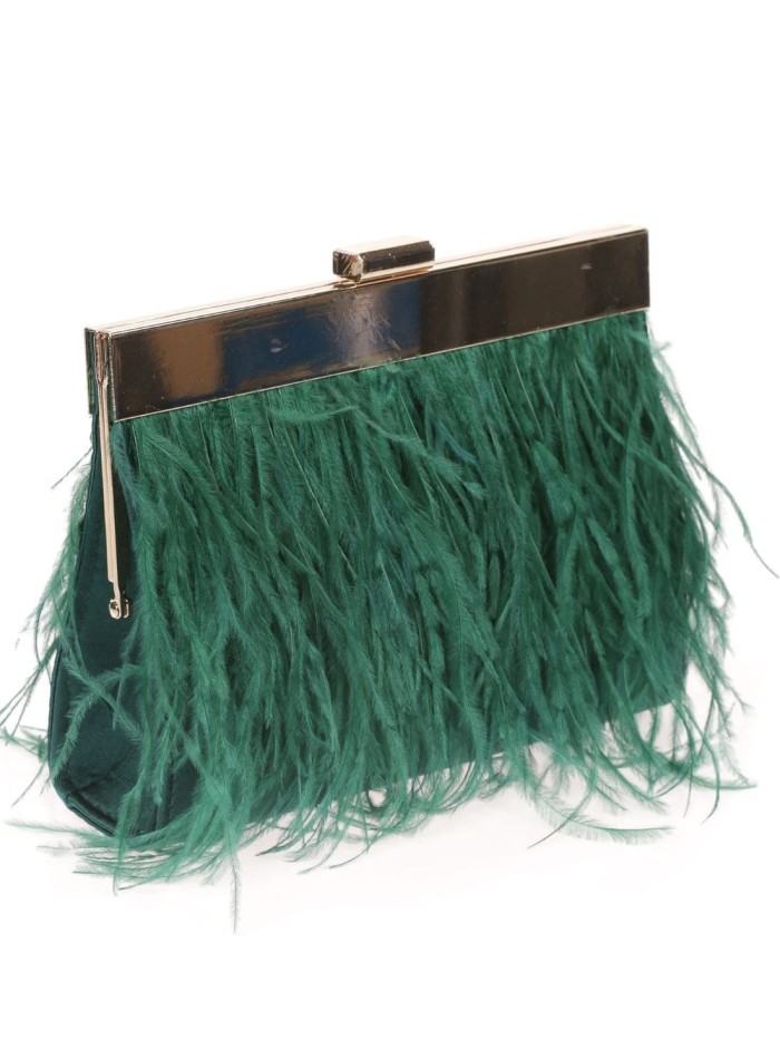 Clutch bag with fine feathers on both sides and...