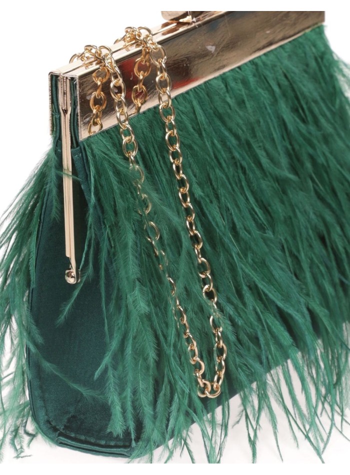 Clutch bag with fine feathers on both sides and...