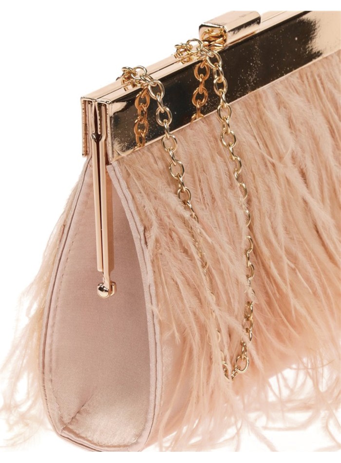 Clutch bag with fine feathers on both sides and...