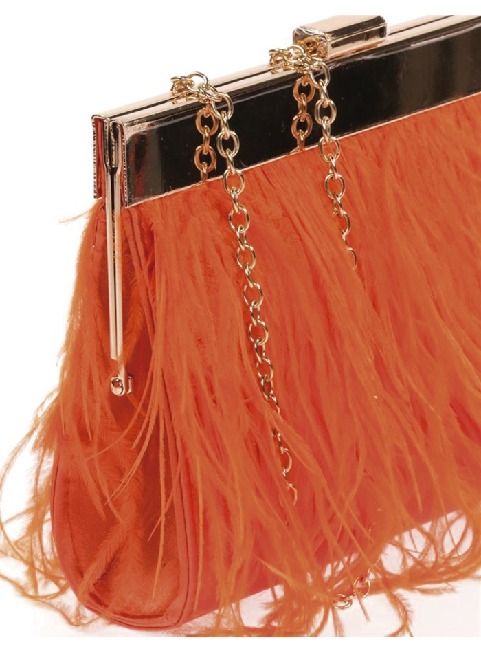 Clutch bag with fine feathers on both sides and...