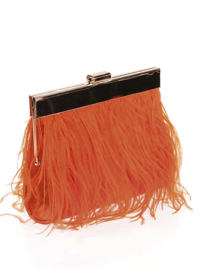 Clutch bag with fine feathers on both sides and...
