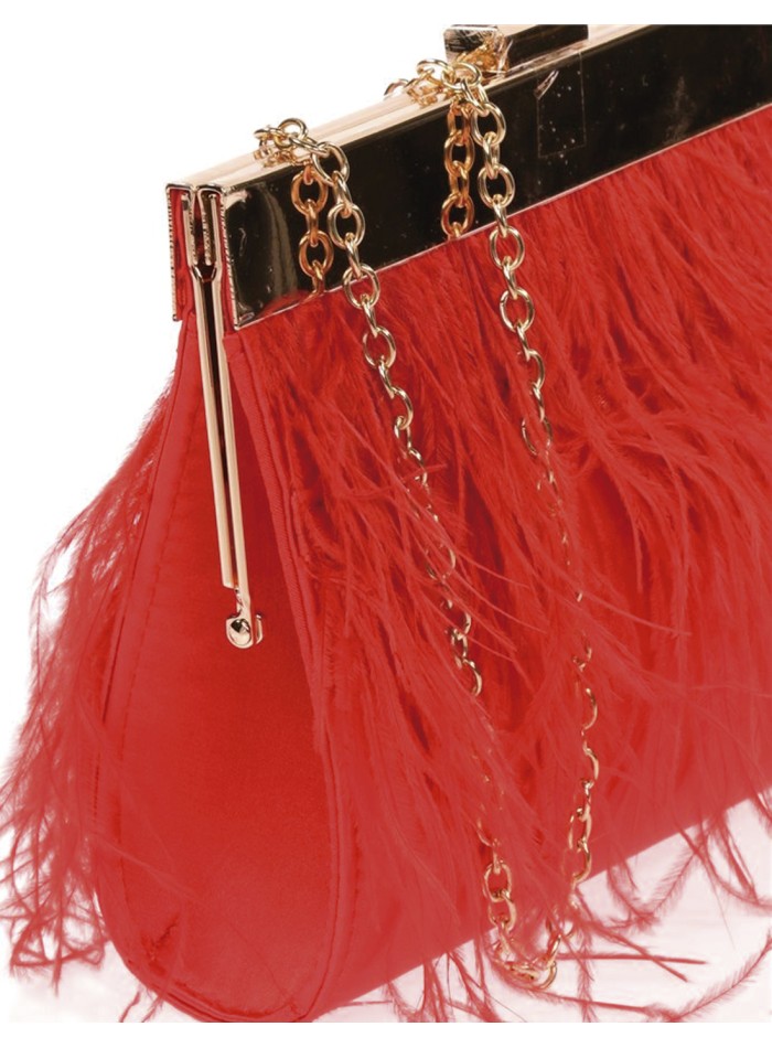 Clutch bag with fine feathers on both sides and...