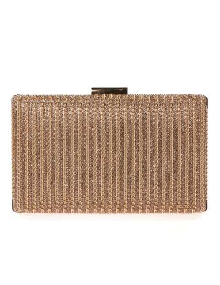 Rhinestone evening clutch bag with interwoven chains