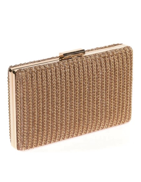 Rhinestone evening clutch bag with interwoven chains