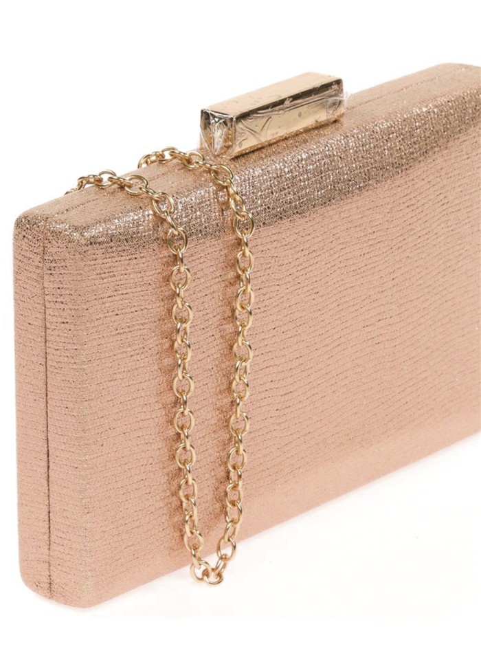 Metallized fabric evening clutch bag