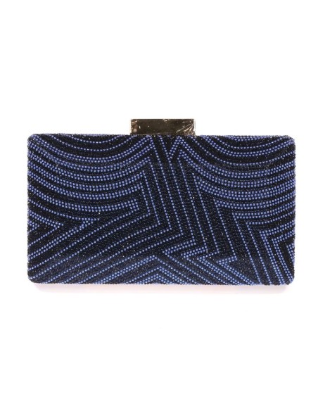 clutch de fiesta de pedreria en color azul marino.