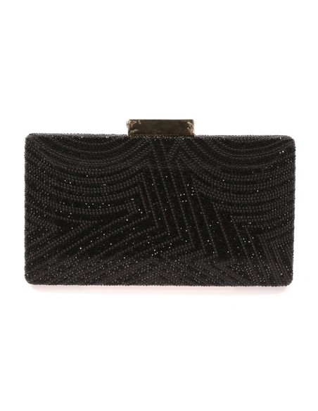 clutch de fiesta negro de pedreria para invitadas.
