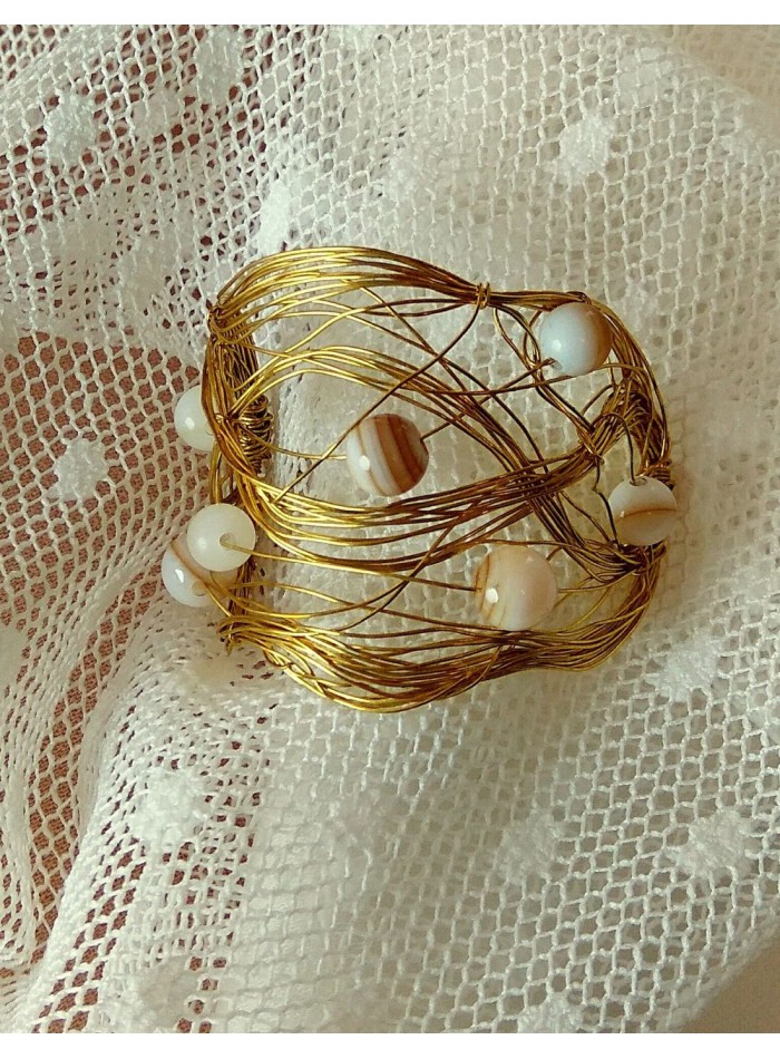 Bridal scrunchie for brides with natural stones.