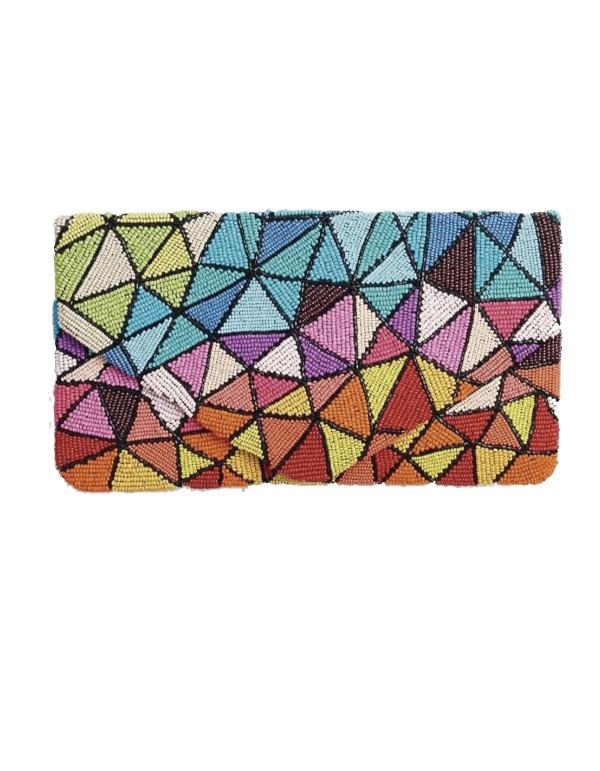 Cartera de mano de pedrería - caleidoscopio multicolor