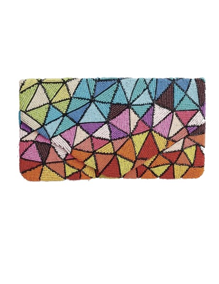 Cartera de mano de pedrería - caleidoscopio multicolor