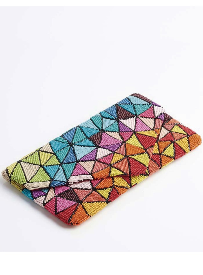 Kaleidoscope multicolor rhinestone clutch purse
