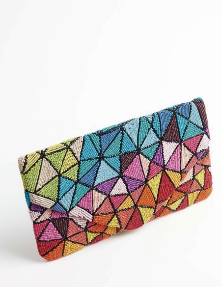 Cartera de mano de pedrería - caleidoscopio multicolor