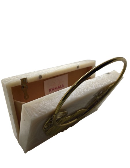 Pearly clutch bag with leaf decoration - high quality