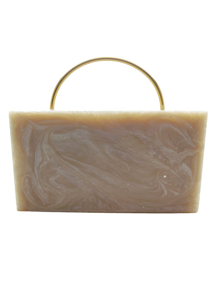 Pearly clutch bag with leaf decoration - high...