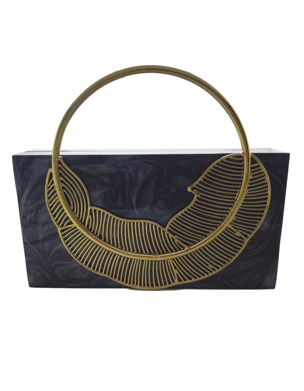 Pearly clutch bag with leaf decoration - high quality 2