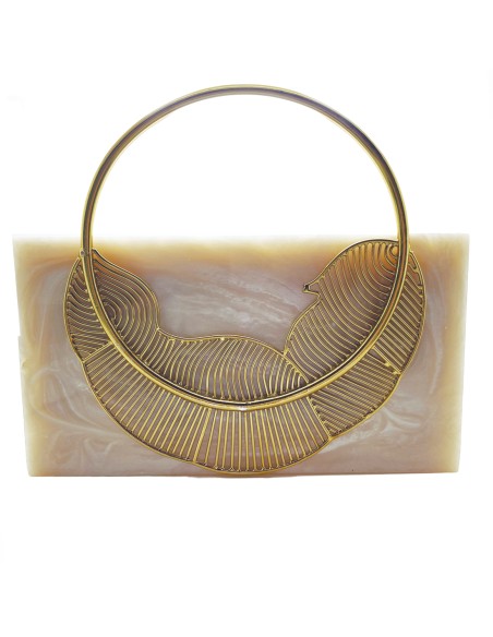 Pearly clutch bag with leaf decoration - high quality