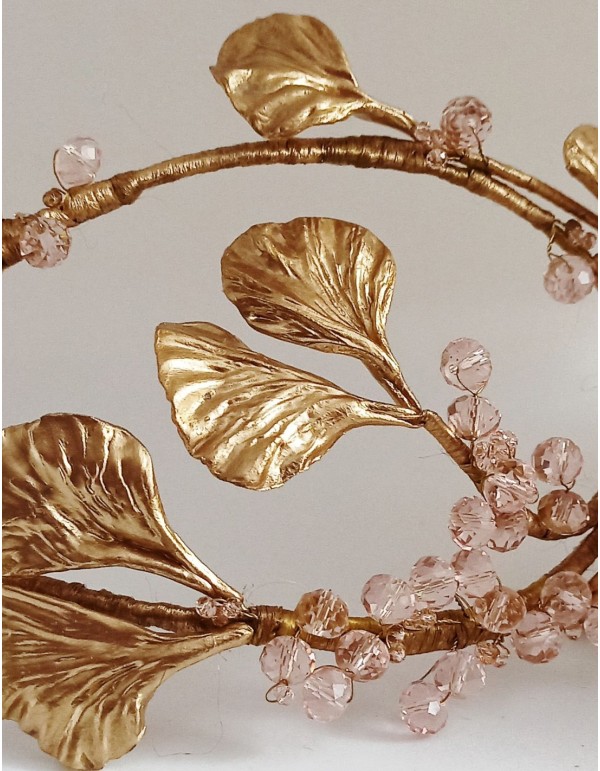 Porcelain leaves and crystal clusters headdress for bride. 2