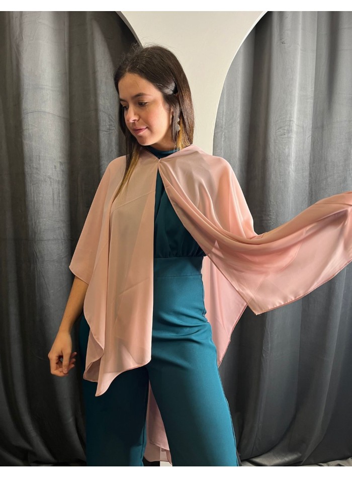 Multi-position style guest cape in nude color.
