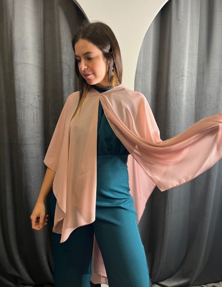 Multi-position style guest cape in nude color.