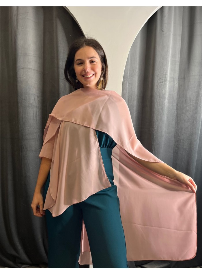 Long chiffon cape for on-trend guests.