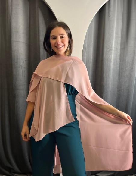 Long chiffon cape for on-trend guests.