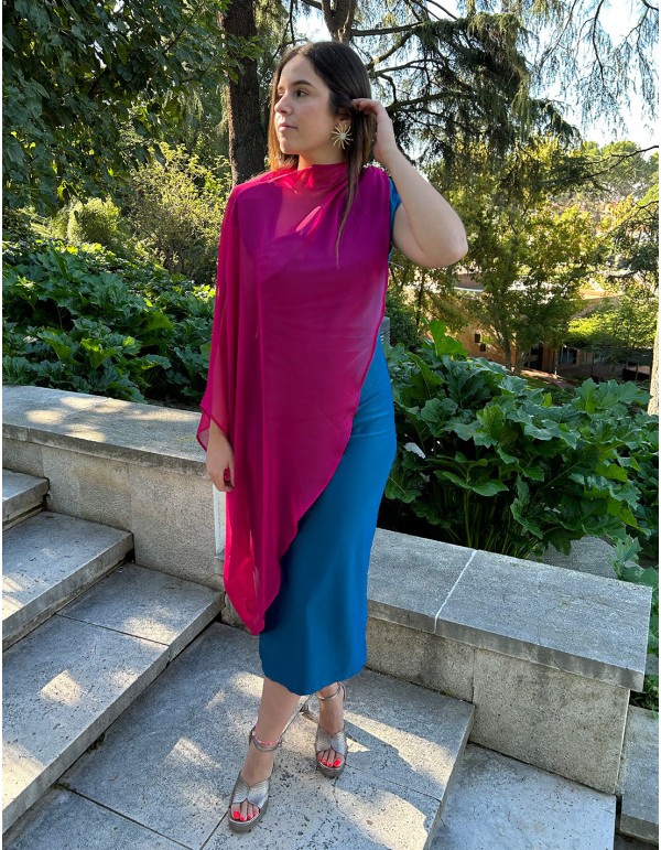 Satin midi party dress with shoulder pads 2