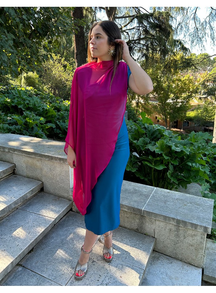 Vestido midi de fiesta satinado con hombreras