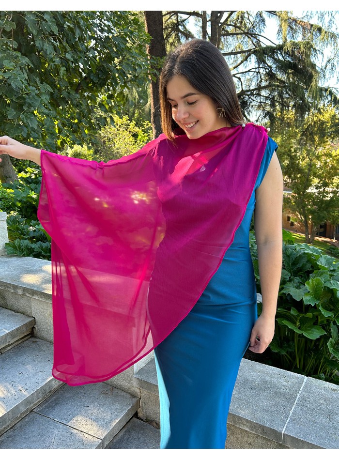 Vestido midi de fiesta satinado con hombreras de LLL