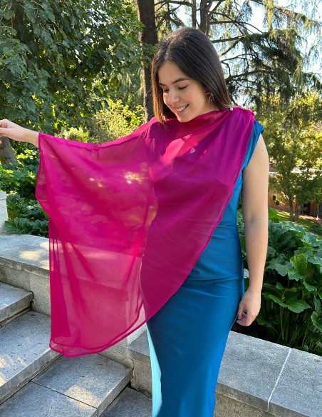 Vestido midi de fiesta satinado con hombreras de LLL