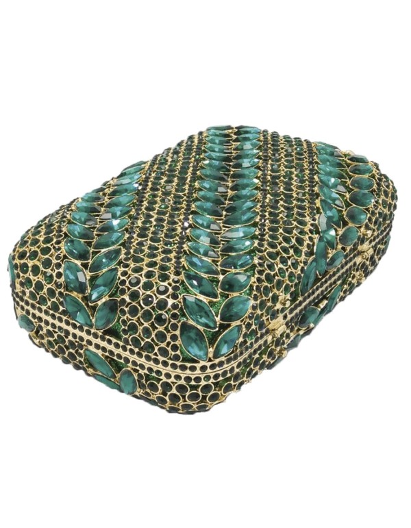 Bolso de mano joya con cristales verdes 2