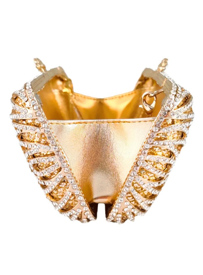 Jewel clutch bag with crystals on a golden...