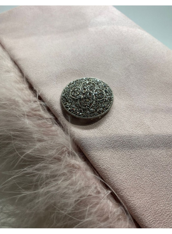 Cartera de fiesta rosa nude con plumaje