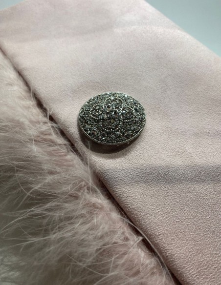 Pochette de fête rose nude avec plumes