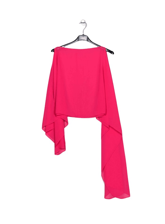 Multi-position black chiffon cape for guests.