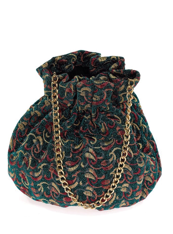 Printed Bowler bag with metallic threads