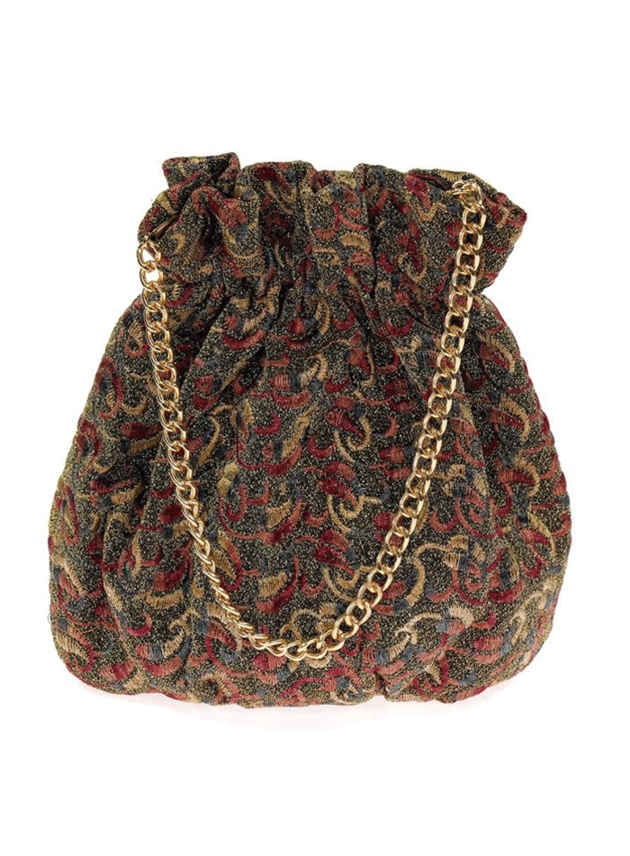 Printed Bowler bag with metallic threads