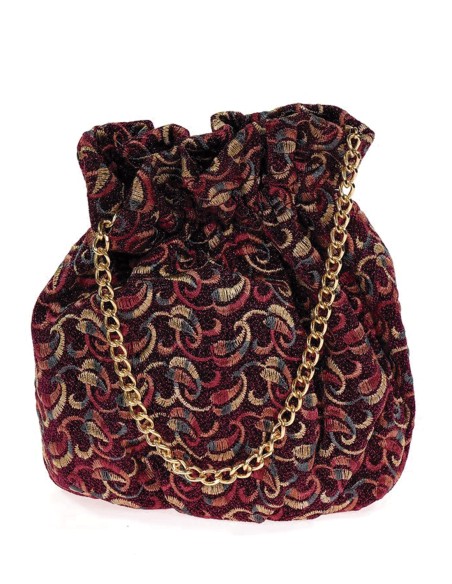 Printed Bowler bag with metallic threads