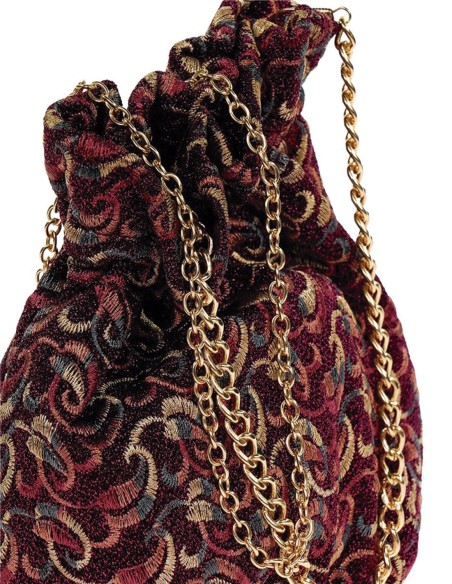 Printed Bowler bag with metallic threads
