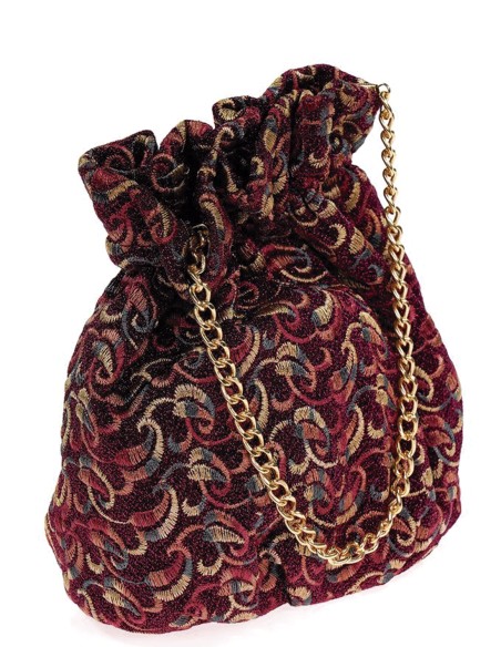 Printed Bowler bag with metallic threads
