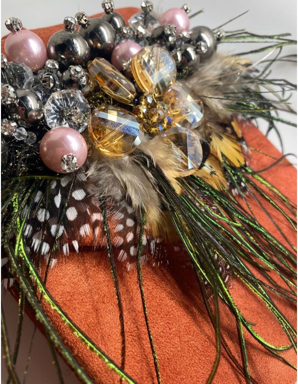 Cauldron party bag with rhinestones and feather... 2