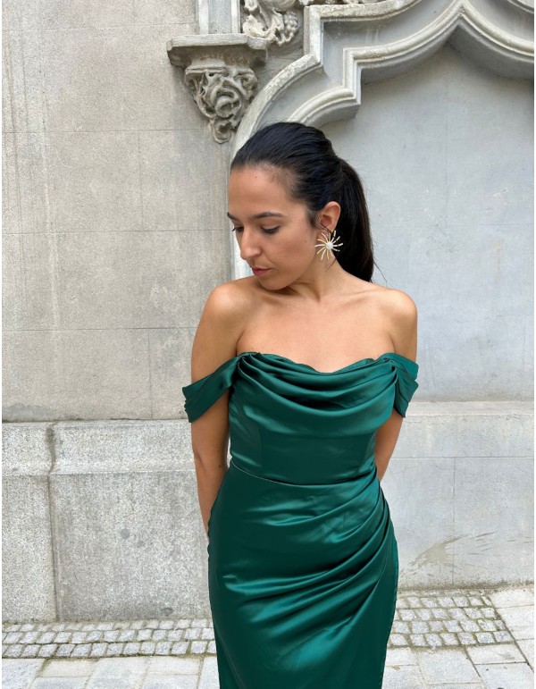 Vestido de fiesta con escote bandeau corpiño y tejido... 2