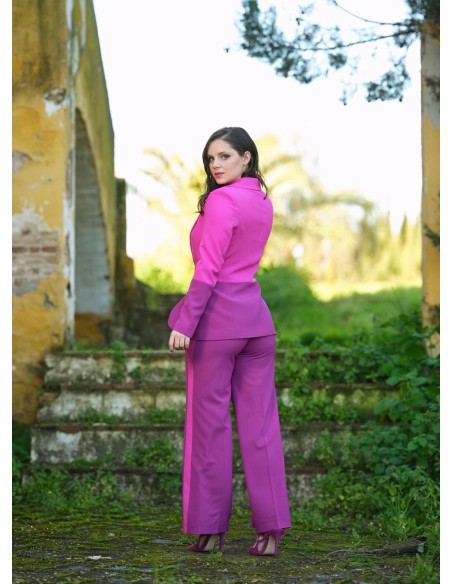 Conjunto chaqueta y pantalón combinado bicolor