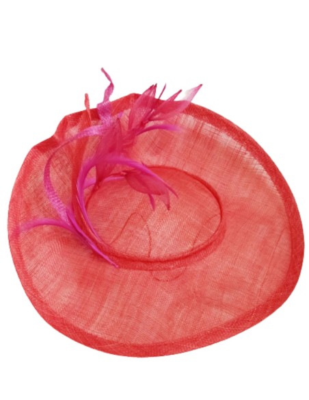 Red headdress with feathers for guest.