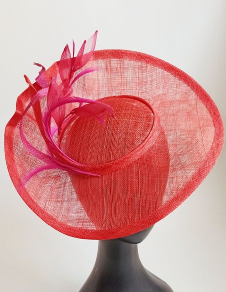 Plate style headpiece with pleated brim for events.