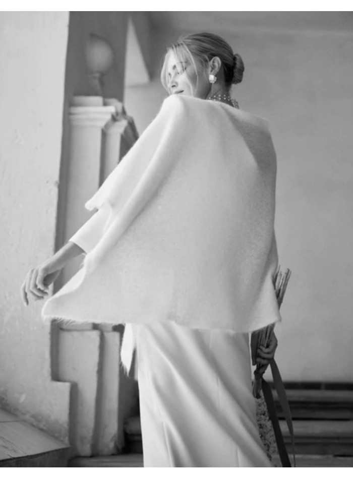 Ivory midi wedding dress with asymmetrical...