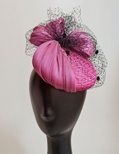 Fuchsia headdress for daytime events.
