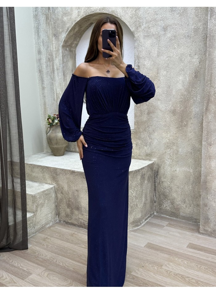 Vestido de fiesta largo con mangas globo para eventos