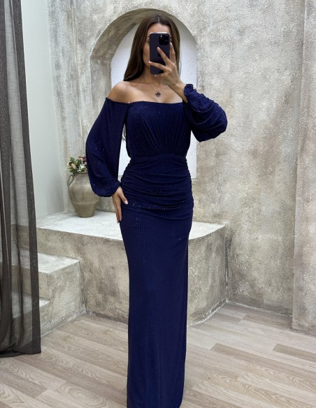 Vestido de fiesta largo con mangas globo para eventos
