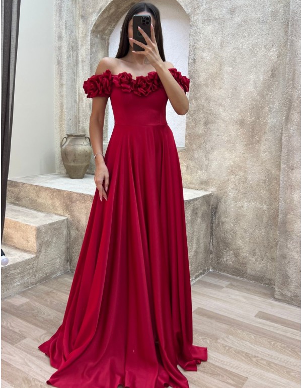 Flower bandeau neckline party dress